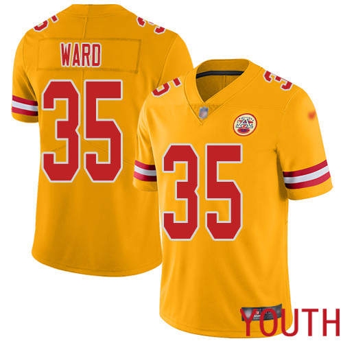 Youth Kansas City Chiefs 35 Ward Charvarius Limited Gold Inverted Legend Football Nike NFL Jersey